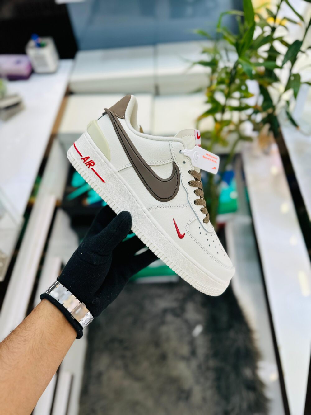 ⁠NIKE SHOES AIRFORCE 1 AMBUSH (white & brown color) - Image 3